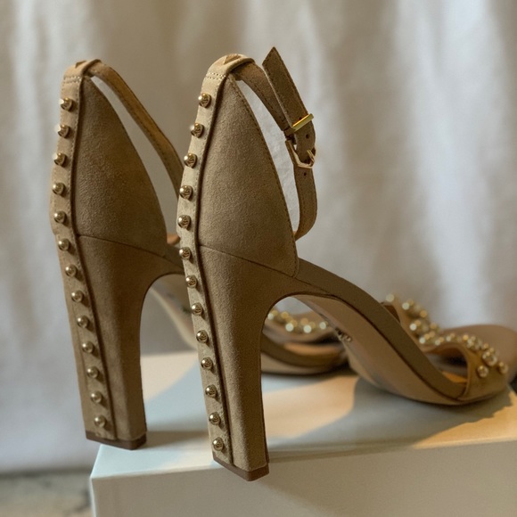 Sam Edelman Shoes - Sam Edelman Tan Suede Heel with Gold Stud Detail